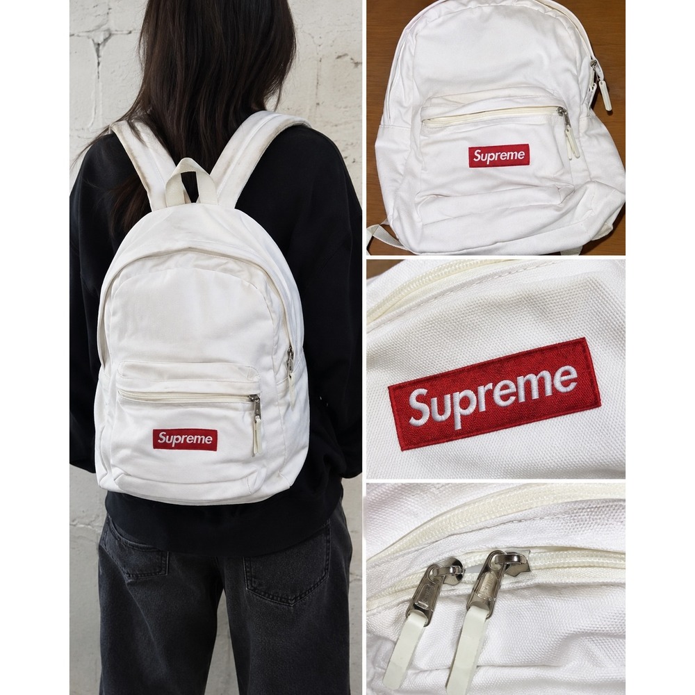 Supreme White Canvas Box Logo Backpack BOGO Streetwear Travel Bag